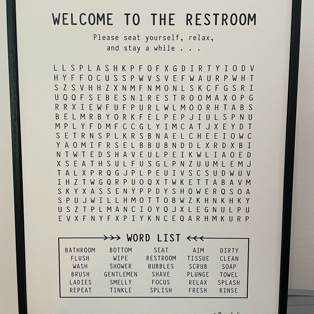 Restroom Word Search Wall Art